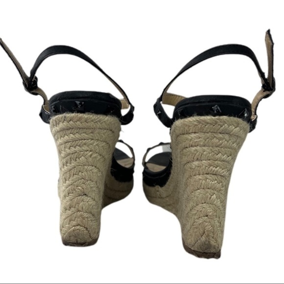 Charlotte Russe | Madison Wedge Heels Black & Tan Size 9 Sandals​​​​ - Picture 5 of 15